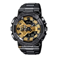 Jam Tangan Pria Casio G-Shock GM-110BD-1A9DR Digital Analog Dial Black Stainless Steel Band Hitam