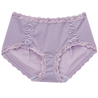 摩奇X-美麗系列 M-LL 中腰平口內褲(紫)修飾包臀-透氣蕾絲-無痕