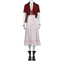 Carnival Halloween Fantasy Game Costume FF7 Rebirth Aerith Gainsborough Cosplay Outfit With Jacket Pink Dress