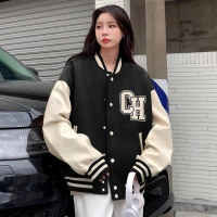 Jaket Varsity Korean Style Big Size ( S - 6XL ) LOGO CH Abjad (CUSTOM HURUF INISIAL) Mix Warna Lenga