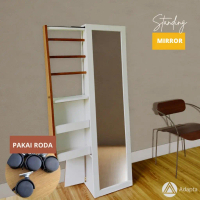 Cermin Standing Mirror Makeup Hijab Pakai Kaki Roda - Cermin Berdiri Full Body