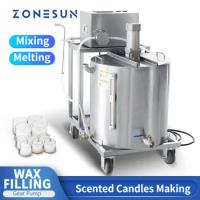 ZONESUN ZS-GTCD Automatic Filling Melting Mixing Machine Soy Hot Paraffin Bee Wax Magnetic Pump Heating Candle Making Machine