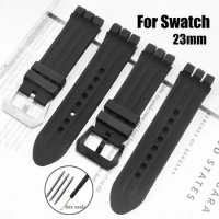 Watch Accessories for Swatch Yos Series Watchband 23mm Silicone Rubber Replacement Bracelet Soft Waterproof Watch Wrist Strap