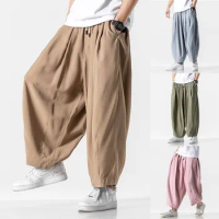 Kimono Pants Men Overalls Harem Trouser Japanese Streetwear Vintage Clothing Samurai Asian Streetwear Loose Bottoms Fashion Male