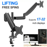Single/Dual Monitor Desk Mount Adjustable Height and Angle Desk Mount Stand Stand Desk Clamp for 17 To 32 Inch Computer Screens