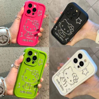 Kawaii Hello Kitty Apple Phone Case Anime Cartoon Sanrio Iphone 15/14Promax Drop-Resistant Soft Shell Apple Protective Case Gift