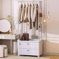 2c42(大號72cm） 多功能衣帽架 可移動掛衣架 落地晾衣架 雜物收納架 收納筐置物架 衣物收納籃 臥室儲物架 衣服收納神器  角落衣架收纳柜