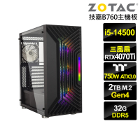 【NVIDIA】i5十四核GeForce RTX 4070TI{霞光泰坦B}電競電腦(i5-14500/技嘉B760/32G/2TB)