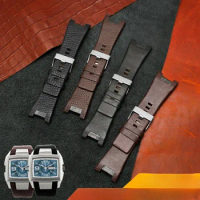 Leather Waterproof No Odor Watch Band for DIESEL Dz1216 | 1273 | 4246 | 4287 Notch Men's Stainless Steel Buckle 32mm Accessories