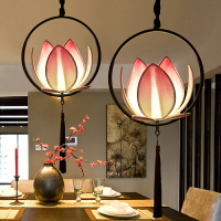 新中式布藝吊燈古典茶室飯店餐廳燈過道燈復古中國風蓮花禪意燈具