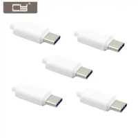 CY 5set DIY 24pin USB 3.1 Type C USB-C Male Plug Connector SMT type with White / Black3.5mm SR and Housing Cover