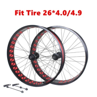 26x4.0/4.9 Inch Snowbike Disc Brake Wheel Set Peilin Hub Hollow Front 135mm Rear 190mm Fatbike Anodized Color Quick Release