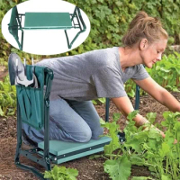 Foldable Garden Chair Seat Multifunctional Kneeler and Seat Folding Stainless Steel Garden Stool with Tool Bag EVA Kneeling Pad