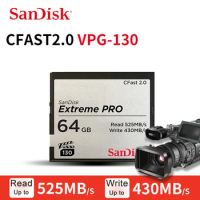 Sandisk EXTREME PRO CFAST 2.0 Memory Card 128GB 64GB CF Card 64 128 GB 256GB Flash Card Memory Carte Memoire CF for Camera