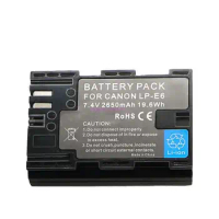 50pcs 2650mAh Li-ion LP-E6 LP-E6N Battery for Canon EOS 6D 7D 5D Mark II III IV 5D 60D 60Da 70D 80D 90D 5DS R5 R6 XC10 XC15