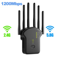 1200Mbps Wireless WiFi Repeater Dual-Band 5G WiFi Signal Repeater Gigabit Antenna Network Amplifier WiFi Extender WPS Router