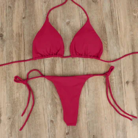 2pcs Bikini Set Padded Bra Women Push-up e Solid Swimwear Bandage Bathing Suit Swimsuit Swimming Suit Set 2022 Dropshipping