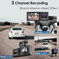 Dashboard camera 3 channel dashboard camera for car front and rear p1080 dashboard camera with WiFi car Dvr