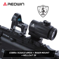 Red Win HD Cobra 1x26x22 6MOA RMR X-ray Photoetching Red Dot RMR Riser Mount Hellcat 3x Magnifier for GLOCK 17 19 9mm AR15 M4