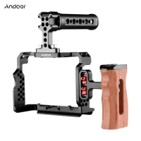 Andoer Camera Cage Kit for Sony A7iii A7C Aluminum Alloy Camera Video Cage with Cold Shoe Mounts for Sony A7IV/ A7 III/ A7 II
