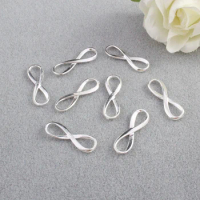 2pc Sterling Silver Small Infinity Connectors,925 Silver Infinity Charms, Shiny Silver Infinity Connectors for Bracelet Necklace