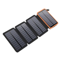 Solar Power Bank for iPhone 15 13 Xiaomi 14 Powerbank with Flashlight Foldable Powerbank Portable Mobile Phone Charger 10000mAh
