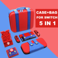 5 in 1 Nintendo Switch Accessories Combo for Mario Series Storage Bag Carrying Case Stand Holder Gaming Card Box