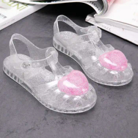 Korean Children's Crystal Shoes Love Roman Shoes Summer New Jelly Princess Shoes Girls' Sandals Bird's Nest Shoes
