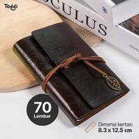 Toddi PHANTACI Buku Catatan Binder Kulit Retro Leaf Kertas A7 Solusi Praktis untuk Catatan Harian, T