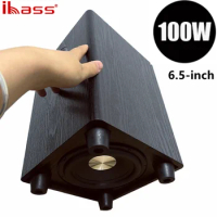 Ibass Home Theater Wood 6.5-inch Super Bass 100W Big Horn Passive Subwoofer Suitable for SW Input Amplifier Car Passive Speakers