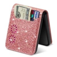 Fashion Bling Glitter Card Wallet leather Case For Samsung Galaxy Z Flip 5 Case For Galaxy Z Flip3 Cover Z Flip 4 Capa Z Flip5