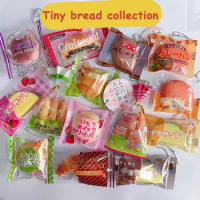 Capsule Toy Squishy Food Squeeze Bread Dessert Simulation Delicate Food Toy Soft Bread Stress Release Keychain