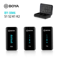 BOYA BY-XM6 S1 S2 K1 K2 Wireless Lavalier Mic Microphone System for Smartphone Laptop DSLR Tablet Camcorder Recorder 100M BY XM6