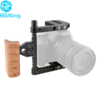 BGNing CNC DSLR Video Camera Cage for Canon 80D Stabilizer Rig w/ Wooden Right Handgrip for Nikon D7000 for Sony A99 Accessories