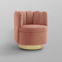 Modern Swivel Barrel Chair,Scalloped Swivel Accent Chair Barrel Chair,360° Swivel Vanity Chair Round Bucket Chair for Apartment