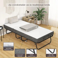 Rollaway Bed, Folding Bed with Mattress for Adults, Storage Cover Included, Cot Size Extra Guest Bed, Foldable Bed