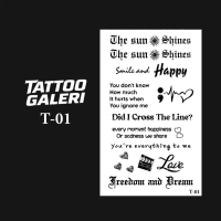 Stiker Tato Temporer Semi Permanent Motif Tulisan T-01 - Tattoo Galeri