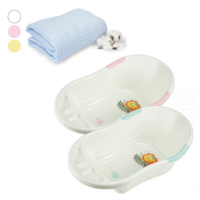 小獅王辛巴 simba 嬰兒防滑浴盆(2色可選)+棉之境六層紗布浴巾(4款可選)