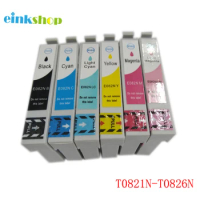 einkshop T0811 - T0816 ink cartridge For Epson Stylus photo R270 R390 RX590 R290 R610 RX690 T50 TX700W TX800W printer