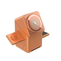 旋轉魔方三合一磁啜式無線充電器適用於蘋果三星手提電話手錶快充15W