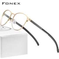 FONEX Silicone Alloy Eyeglasses Frame Men Retro Round Glasses Women Metal Screwless Eyewear 987
