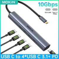MOKiN USB Type C Hub 10Gbps USB C Splitter PD100W Charging for Tablets Laptops PC Accessories MacBook Pro/Air iPad Phone Surface