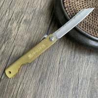 Mini Utility Knife Damascus Blade Brass Handle Tactical Military Swiss Army Knife Damaskus Avcı Bıçağı Hunting Knife Higonokami