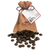 【Diva Life】烏干達80% 黑巧克力鈕扣 共3袋 90g/袋 -冷藏配送_麻布袋