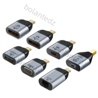 Type C To HDMI-compatible/VGA/DP/RJ45/Mini DP HD Video Converter 4K 60Hz USB Type C Adapter Hub for Macbook Huawei Samsung