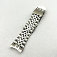 22mm Black Silver Stainless Steel Strap Watch Bracelet Fits Seiko Prospex SNR025 Watch Cases Replace Folding Watch Band