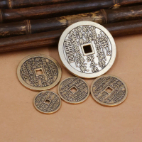 Small medium copper coin diameter 3.7cm square hole mountain ghost flower eight new antique coin sch
