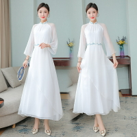 中式刺繡新款復古旗袍改良版連衣裙中國風民族女裝禪意茶服唐裝女