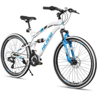 Hiland 26 Inch Mountain Bike,Full-Suspension 21 Speeds Drivetrain with Disc-Brake MTB Bicycle,for Men Mens Women Bike