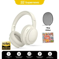 MJ Supernova H10 Headphone Bluetooth Wireless Headset Earphone 5.4 Murah H10 Beige+BOX